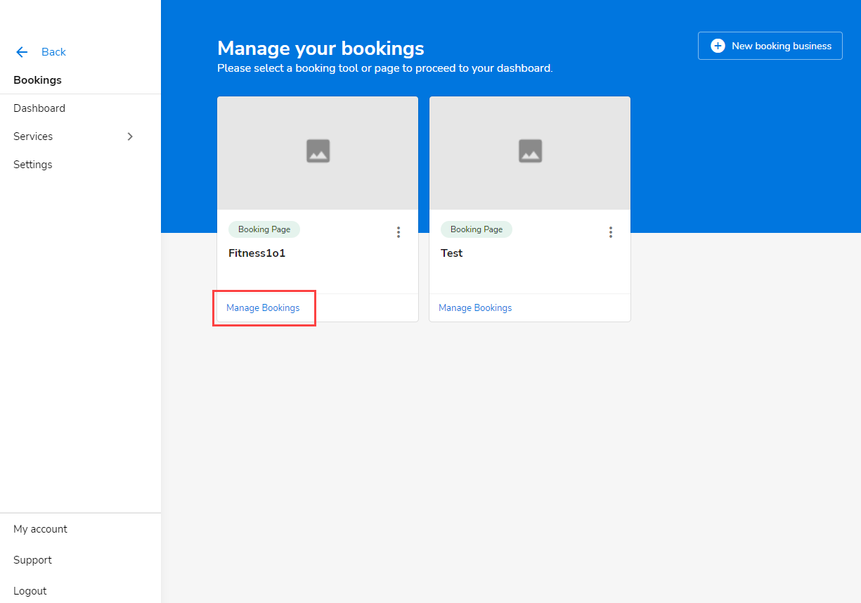 Click on Manage Bookings